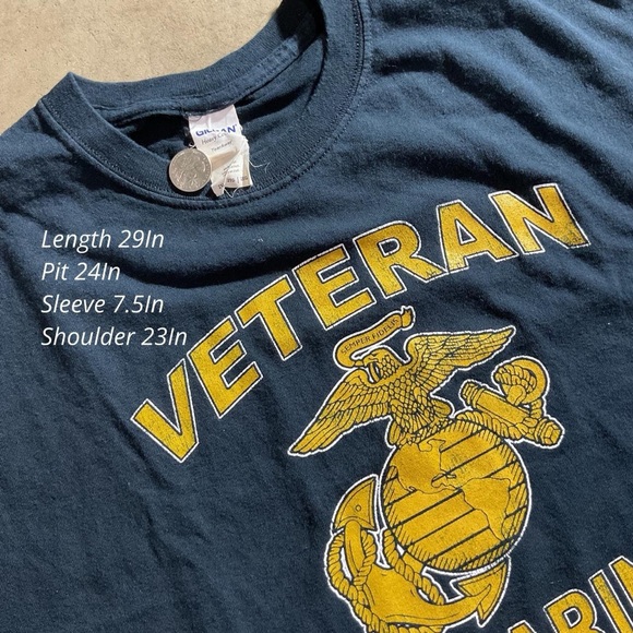 Vintage Gildan U.S Marines Veterans Graphic Tee - Picture 2 of 6